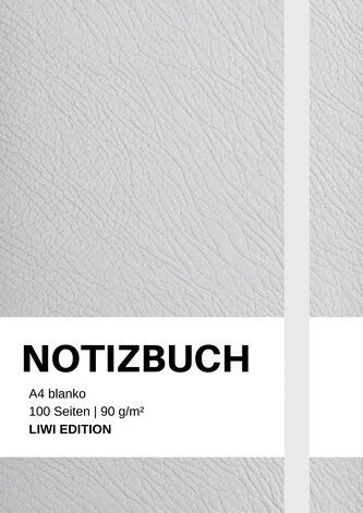Notizbuch A4 blanko weiß / hellgrau - 100 Seiten Soft Cover - FSC Papier