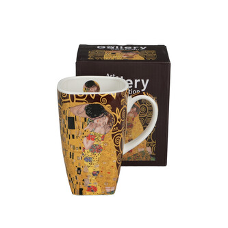 Kubek kwadratowy THE KISS BROWN inspired by Klimt