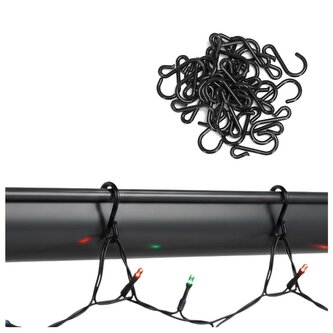 Háčky na vánoční osvětlení a baňky na okap sada 60ks černé