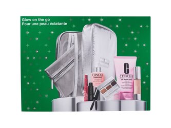 Clinique Glow On The Go pleťové sérum Moisture Surge Active Glow Serum 30 ml + čisticí pěna All About Clean Rinse-Off Foaming Cleanser 150 ml + oční stíny All About Shadow Trio 1,2 g + řasenka High Impact 3,5 ml + rtěnka Almost Lipstick 1,2 g Black Honey