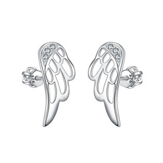 NB-3639 Stříbrné šroubovací náušnice křídla