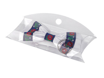 Saténový motýlek folklor hand made, délka 12 cm - 1 ks - 1 bílá modrá