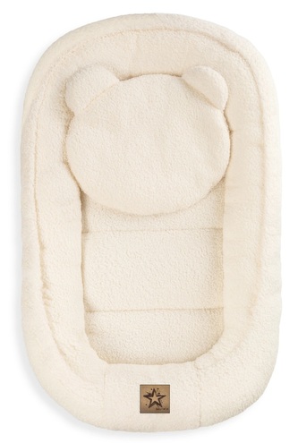 Oboustranné hnízdečko s polštářkem Teddy Boucle - krémové; béžová, smetanová; bouclé, duté vlákno