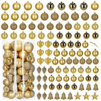 Maxi 100-dílná sada vánočních baněk zlatá, vánoční ozdoby