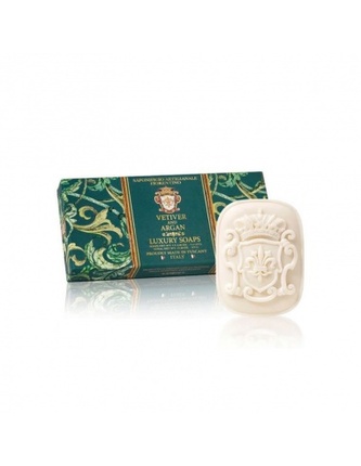 FIORENTINO: Sada obdélníkových mýdel s reliéfem erbu „Vetiver a argán“ 3x125g  K3095