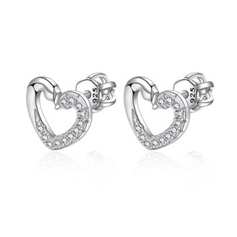 NB-3220 Stříbrné šroubovací náušnice srdíčka - srdce
