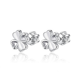 NB-3226 Stříbrné šroubovací náušnice čtyřlístky