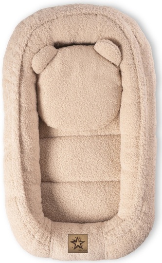 Oboustranné hnízdečko s polštářkem Teddy Boucle - béžové; béžová; bouclé, duté vlákno