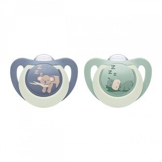 Dudlík NUK First Choice Night 0-6m 2 ks Hippo/Koala - velikost 0-6 m