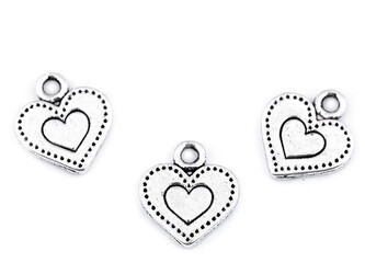 Přívěsek srdce 12x13 mm - 1000 ks - platina