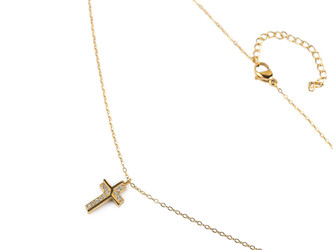 Náhrdelník z nerezové oceli křížek s broušenými kamínky - 1 ks - zlatá