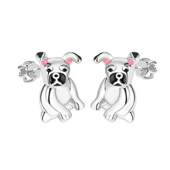 DN-0085 Stříbrné dětské náušnice pejsci - zvířátka
