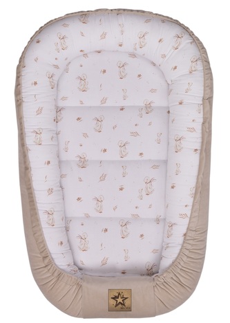 Hnízdečko pro miminko Premium Goose, oboustranné - béžové; bílá, béžová; bavlna,hypoalergenní duté vlákno