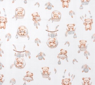 Flanelová plenka, 70x80 cm - Medvídek na houpačce; béžová, bílá; Flanel