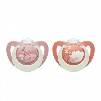Dudlík NUK First Choice Night 6-18m 2 ks Bunny/Sheep - velikost 6-18 m