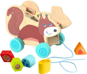 Haba Tahací hračka s vkládacími tvary - veverka, věk: 1+