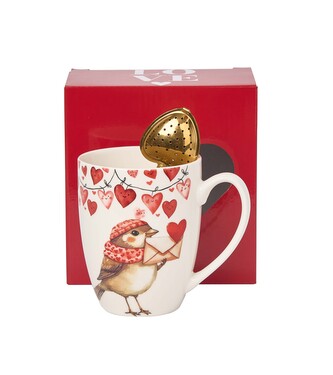 Kubek classic z zaparzaczem "serce" WRÓBEL