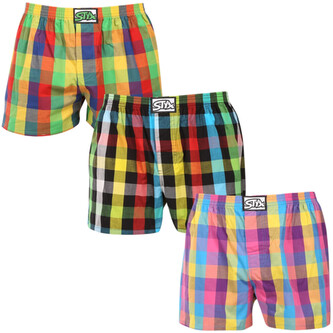 3PACK pánské trenky Styx klasická guma vícebarevné (3A010406) S