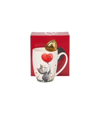 Kubek classic z zaparzaczem "serce" KOT Z BALONEM