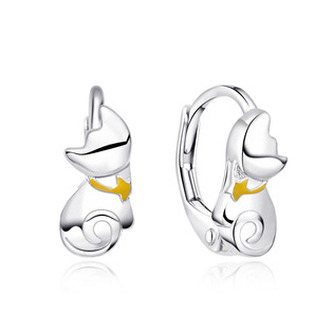 DN-0122 Stříbrné náušnice na klapku kočičky - zvířátka