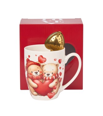 Kubek classic z zaparzaczem "serce" MISIE Z SERCAMI
