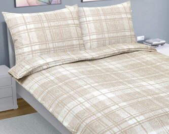 Povlečení krep na dvoudeku - Béžová,Bílá - 1ks 240x200, 2ks 70x90 cm