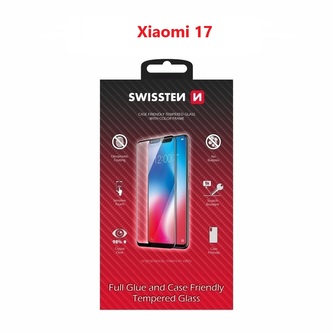 SKLO SWISSTEN FULL GLUE, COLOR FRAME, CASE FRIENDLY PRO XIAOMI 17 5G ČERNÉ