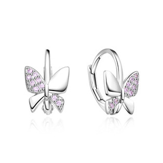 DN-0125 Stříbrné dívčí náušnice motýlci