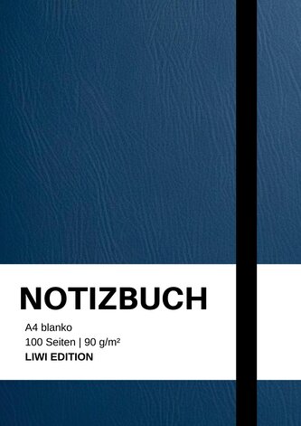 Notizbuch A4 blanko blau - 100 Seiten Soft Cover - FSC Papier
