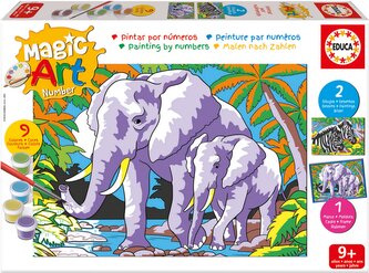 EDUCA Malování podle čísel: Sloni a Zebry