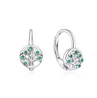 NB-3025 Stříbrné náušnice na klapku - strom života