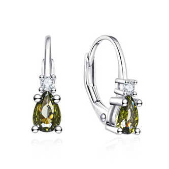 NB-3263 Stříbrné náušnice s čirými a olivovými zirkony