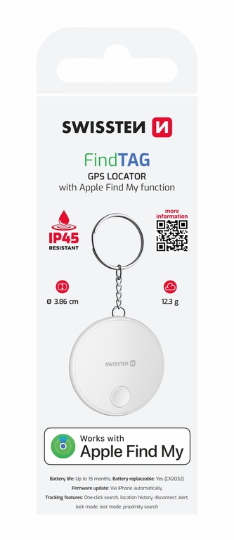 SWISSTEN FIND TAG CHYTRÝ LOKÁTOR S FUNKCÍ APPLE FIND MY BÍLÝ