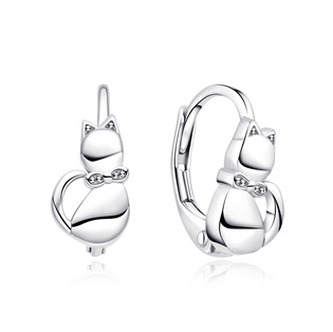 DN-0123 Stříbrné dívčí náušnice kočičky - zvířátka