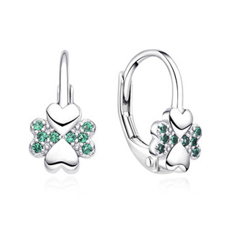 DN-0124 Stříbrné dívčí náušnice čtyřlístky