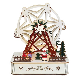 Dřevěný točící kolotoč s LED 23x22 cm