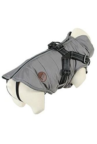 Obleček bunda pro psy S POSTROJEM černošedá 35cm Zolux