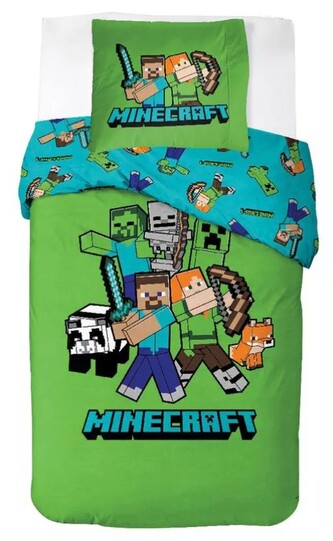 Dětské bavlněné povlečení MINECRAFT velká parta zelené 140x200