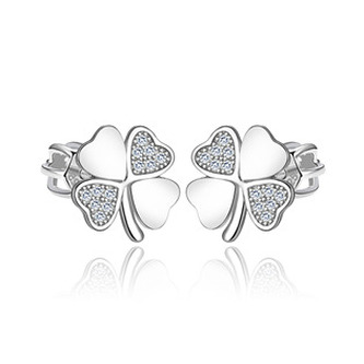 NB-3283 Stříbrné náušnice čtyřlístky