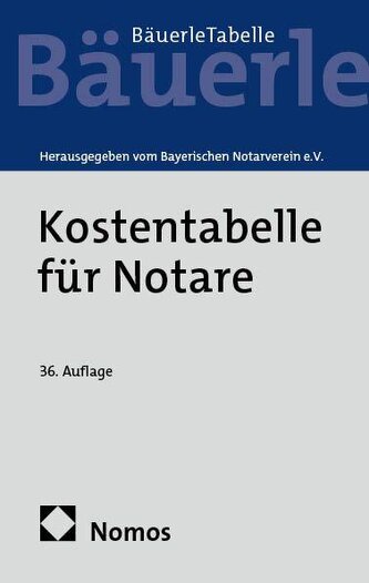 Kostentabelle für Notare