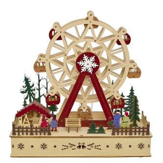 Dřevěný točící kolotoč s LED 28,5x28 cm