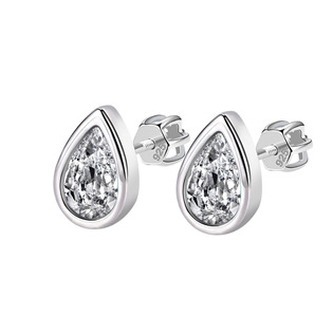 NB-3287 Stříbrné náušnice slzičky se zirkony