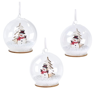 Koule se sněhulálkem LED Ø8 cm, set 3 ks