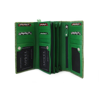 Dámská kožená klopnová peněženka se vzorem Arwel 2235 - olivová