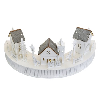 Dřevěná vesnička s domečky LED 14x40 cm