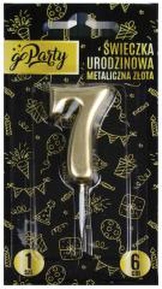 Świeczka urodzinowa 7 Metaliczna złota