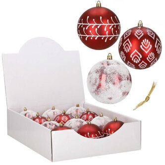 Vánoční baňky červené mix - 10cm sada 12ks, vánoční ozdoby