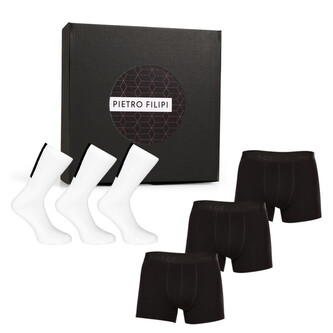 Pánská dárková sada 3PACK boxerky a 3PACK sportovní ponožky Pietro Filipi (6PBOV1) XL