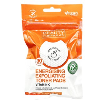 Beauty Formulas Biologicky rozložitelné Exfoliační tonerové tampony na obličej Vitamín C 30 ks