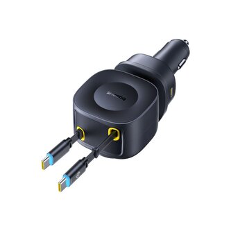 Nabíječka do auta Baseus PrimeTrip VR2 Max 100W s navíjecími kabely 2x USB-C, 1xUSB-C, 1x USB černý